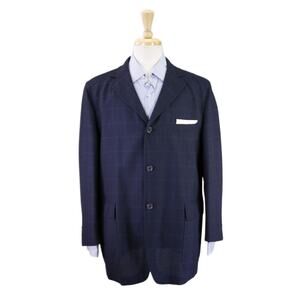 Ermenegildo Zegna Navy Blue Unstructured Patch Pocket Wool Blazer Jacket 44S